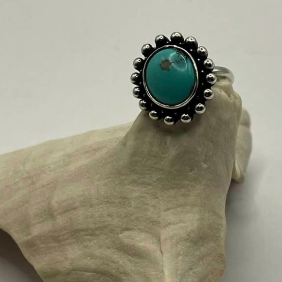 James Avery Retired Design Large Oval Turquoise Santorini Silver Ring - Picture 16 of 16